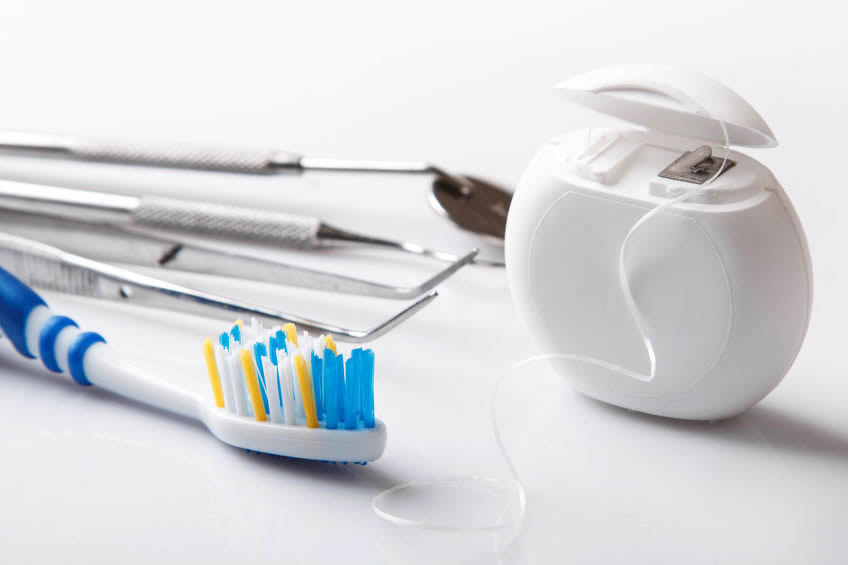 Set of different tools for dental care