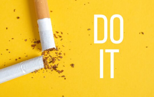 Photo illustration of a broken cigarette with text that reads Do It.