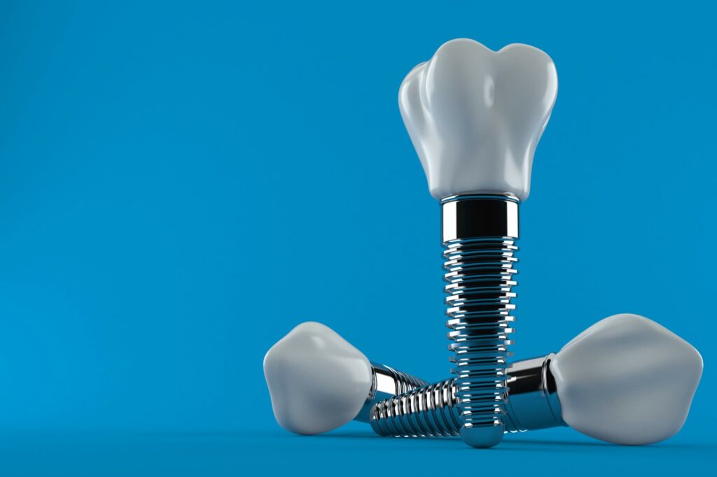 Dental implant isolated on blue background