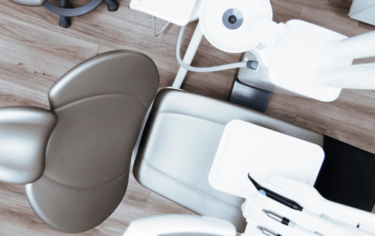 Photo of dental exam chair from above.