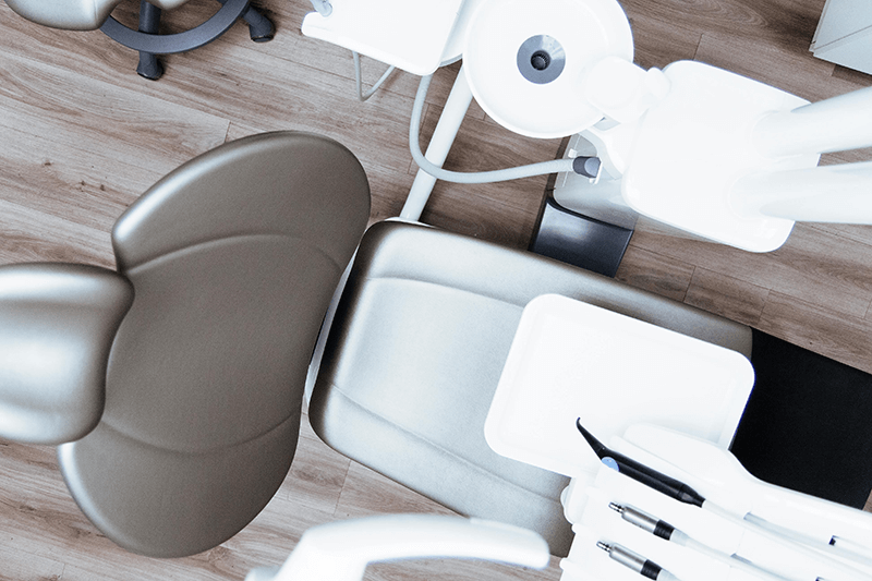 Photo of dental exam chair from above.